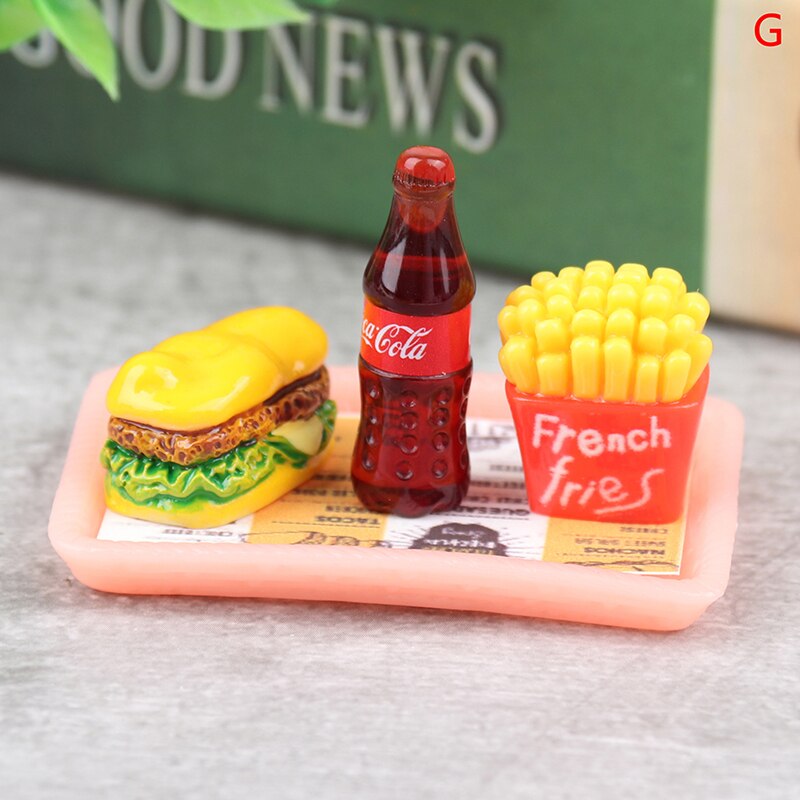 Dollhouse Trays Plates Mini Hamburg Food Dishes Kitchen Tableware Decor Toy for children Girls For Dollhouse Accessories: G