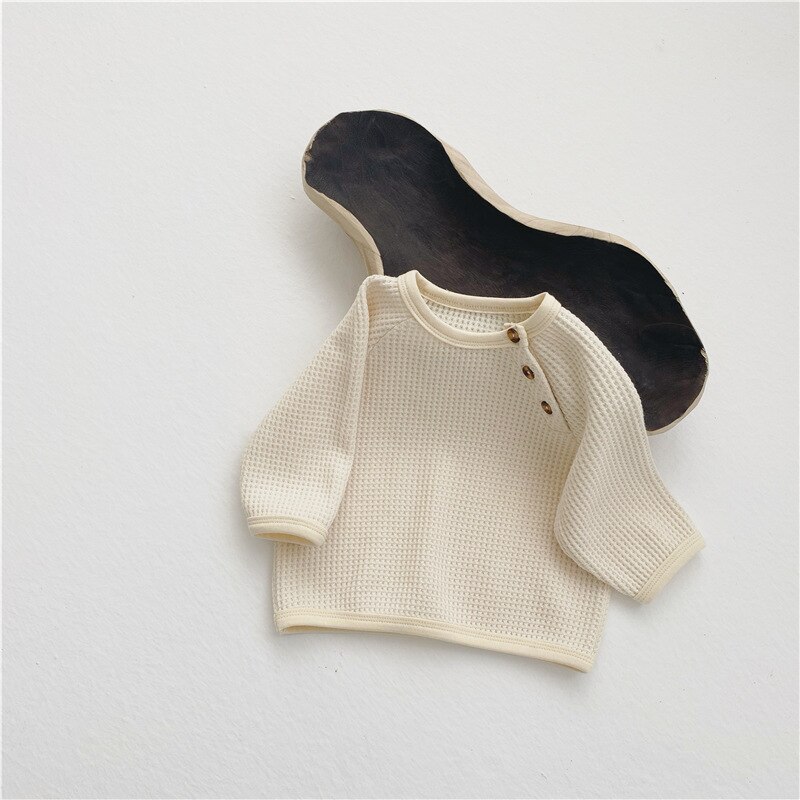 Menoea Meisjes Jongens Sweatshirt Lente Mode Katoen Volledige Mouw Babys Sweatshirt 0-3 Jaar Kinderen Effen Kleur kleding: AH1725Beige / 3T