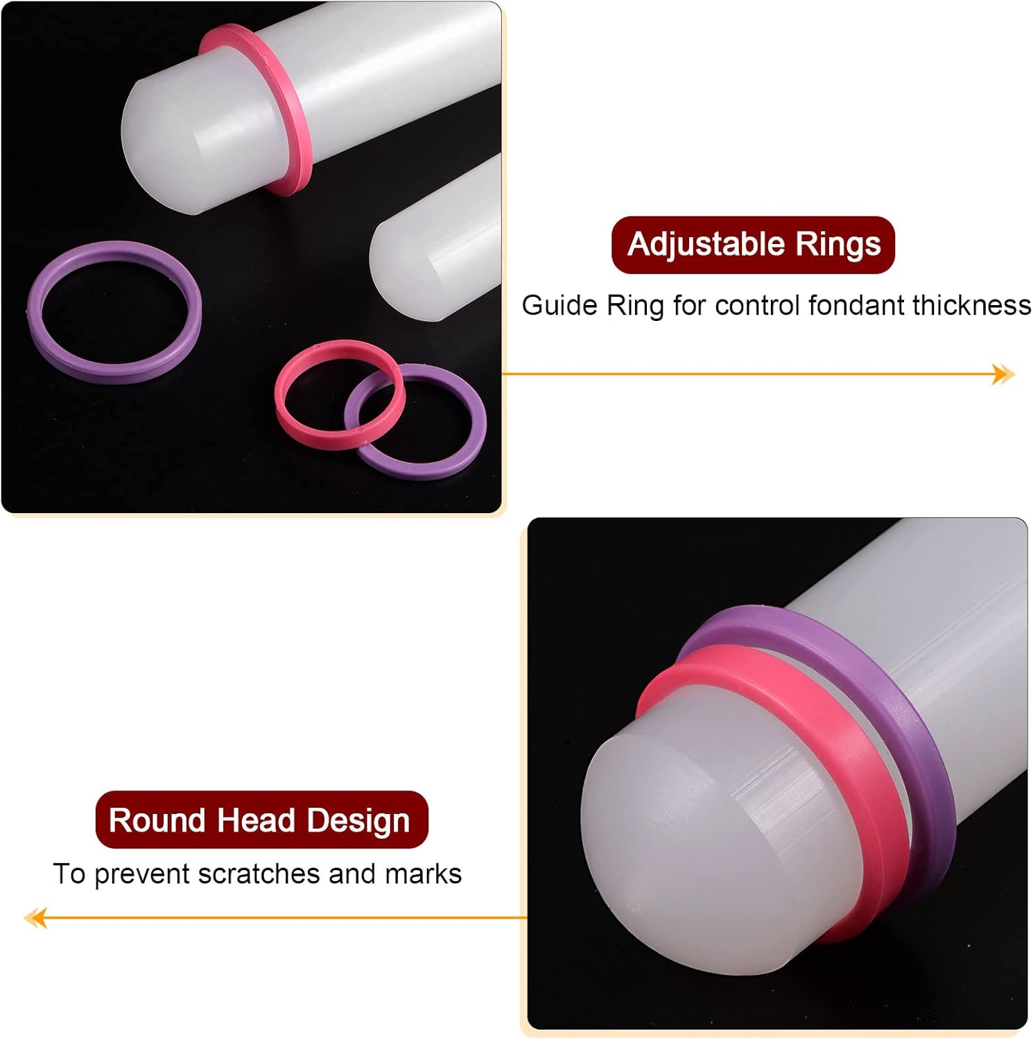 Muovinen kaulin kumirenkaalla kotikaulin tee-se-itse-kakunleivontatyökalu