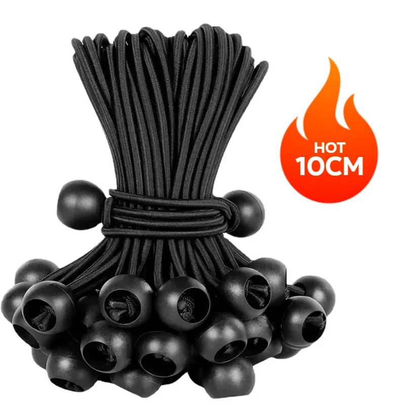 10pcs Binding Elastic Rope With Elastic Balls Tent Stakes Canvas Tent Cloths Ship Pole Fixation Flagpole Tie Camping Accessories: MULTI