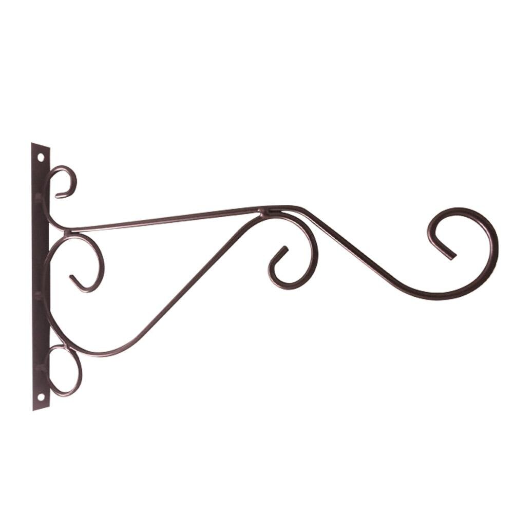 Gancho de pared de hierro forjado para balcón, macetas para flores y plantas, estante decorativo, cesta colgante, soporte de artesanía de jardín: Marrón oscuro