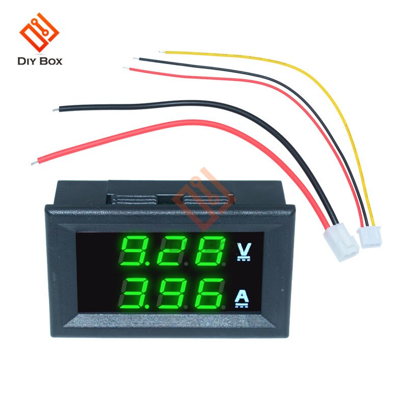 0.56 "pouce Mini voltmètre numérique ampèremètre DC 100V 10A volts ampèremètre ampèremètre testeur de tension LED câble d'affichage connecteur: DC 100V 10A GreenGre