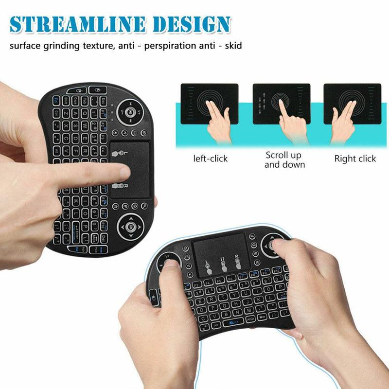 I8 Mini Backlit Draadloos Toetsenbord 2.4Ghz Wireless Touch Computer Toetsenbord Afstandsbediening Wit Zwart Toetsenbord