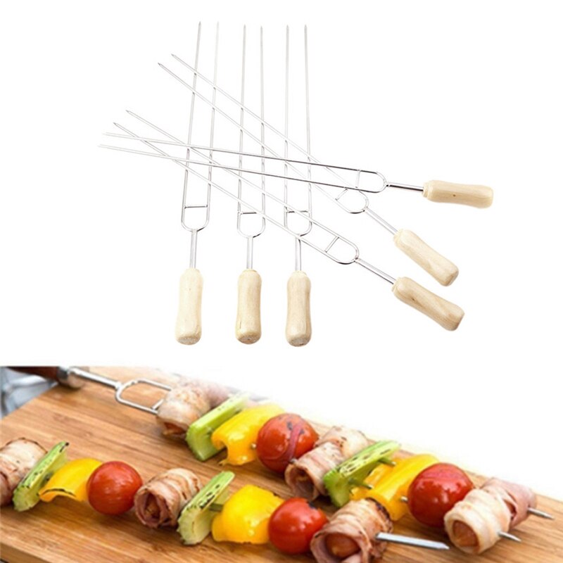 6Pcs/Set U Shape Fork Barbecue Tools Stainless Steel Meat Grill Outdoor Cooking Corn Holder BBQ Fork Tool