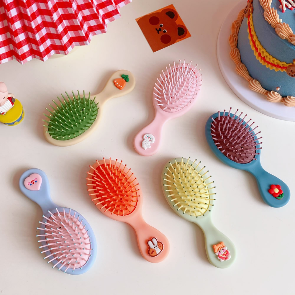 Peine de pelo para niños y niñas, peine de dibujos animados, cepillo de pelo para niño, portátil, antiestático, cómodo, masajeador de cabeza