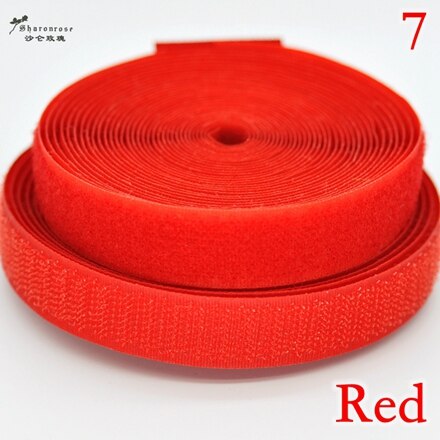 20mm 2 yards/lot kleurrijke zelfklevende klittenband naai-drukknoop naai-accessoires voor thuis kleding tas sh: 7 rode