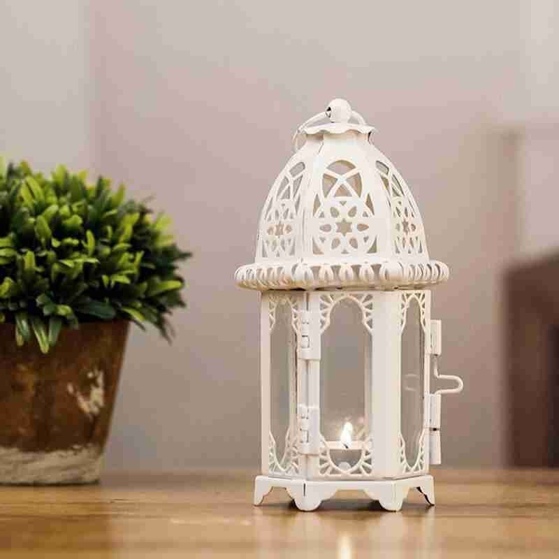 Fer forgé verre vent support de bougie chauffe-plat lanterne suspendue grand pour Patio intérieur extérieur événements fête de mariage 1PC