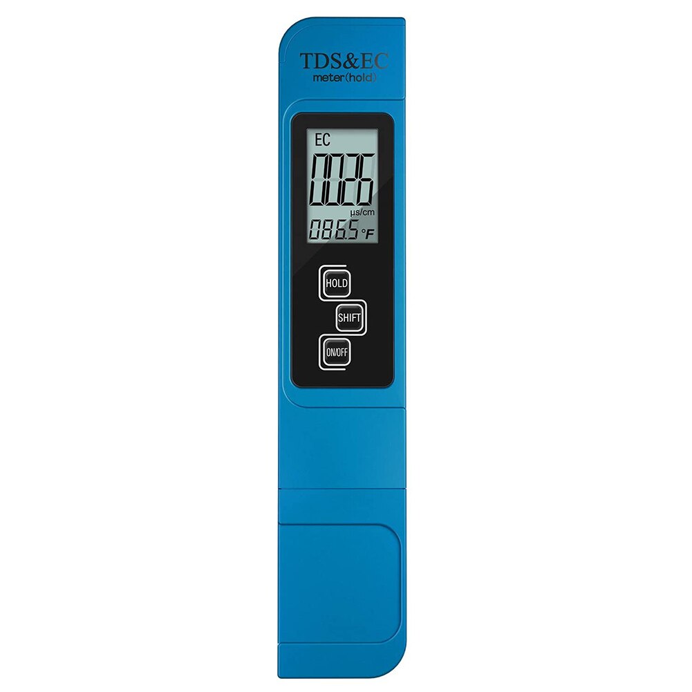 Digital LCD Ph Meter 3 in 1 Water Tester TDS Temperature EC Meter PH Meter Tester 0-9990ppm Water Purity Aquarium Filter: Blue