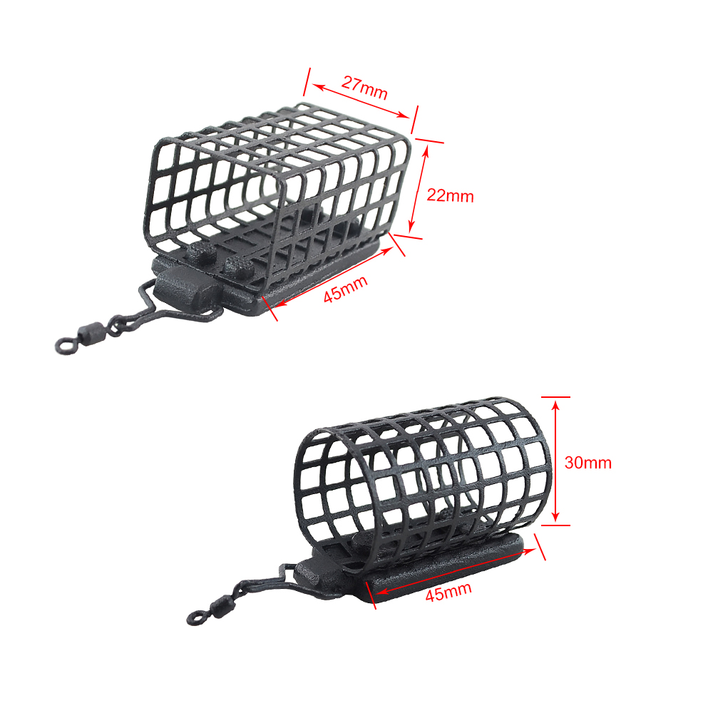 10x wędkarski podajnik klatka okrągły kwadrat dla karpia gruby mecz Barbel metalowe podajniki 20g 30g 40g 50g 60g