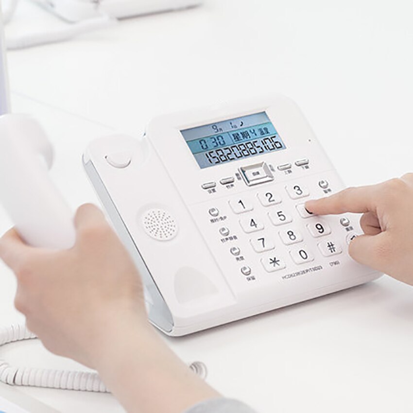 Corded Telephone Phone with Speakerphone and Caller ID, Adjustable LCD Brightness, Number Voice Report, for Home Office
