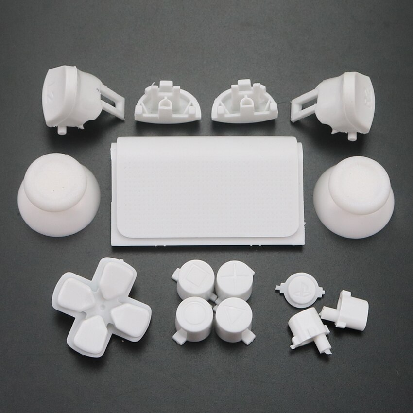 YuXi Full Set Joysticks Dpad R1 L1 R2 L2 Direction Key ABXY Buttons jds 040 jds-040 For Sony PS4 Pro Slim Controller: White