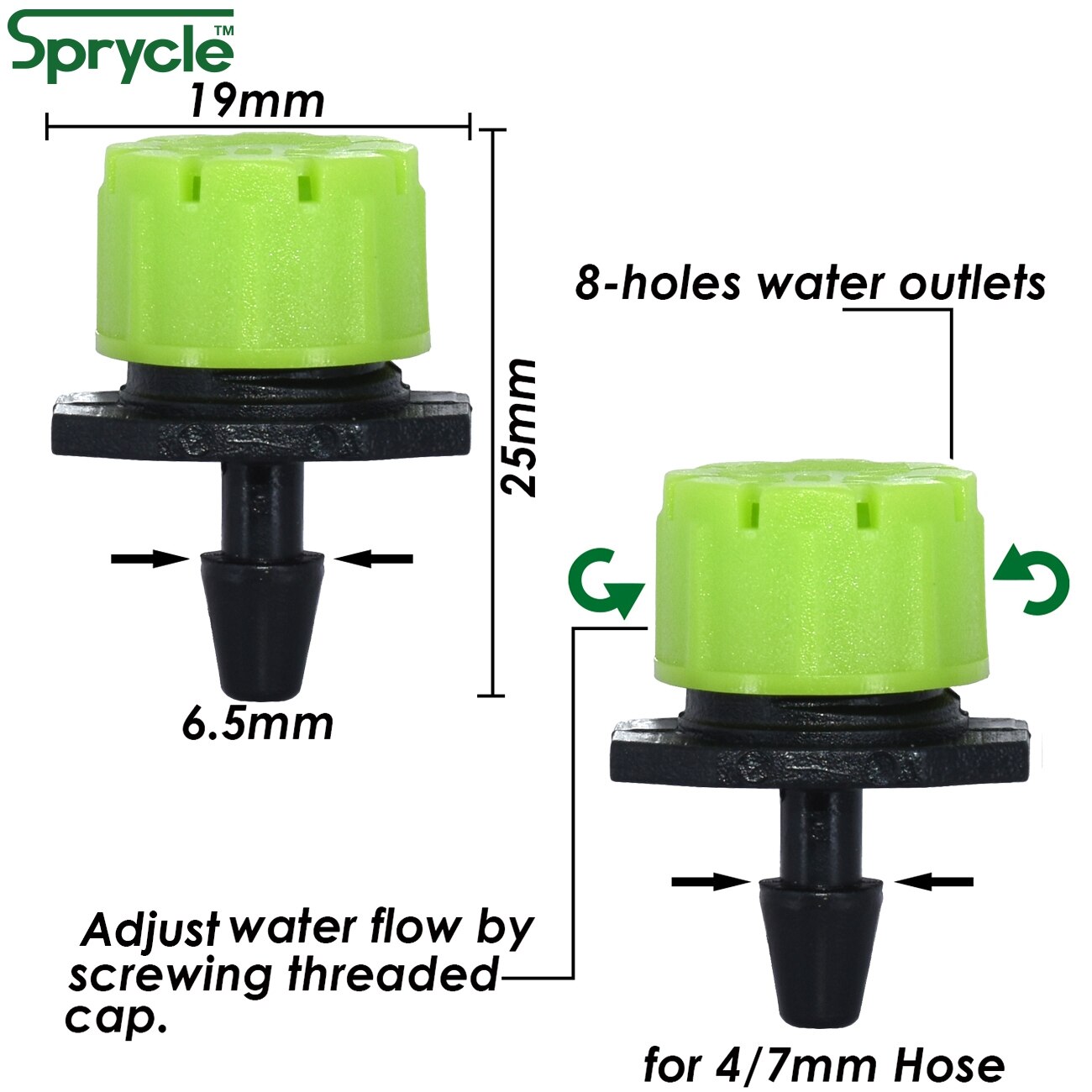 SPRYCLE 5-50M Automatic Garden Watering Adjustable Drip Irrigation System 1/4&#39;&#39; 4/7mm Hose Connectors for Pot Plants Greenhouse