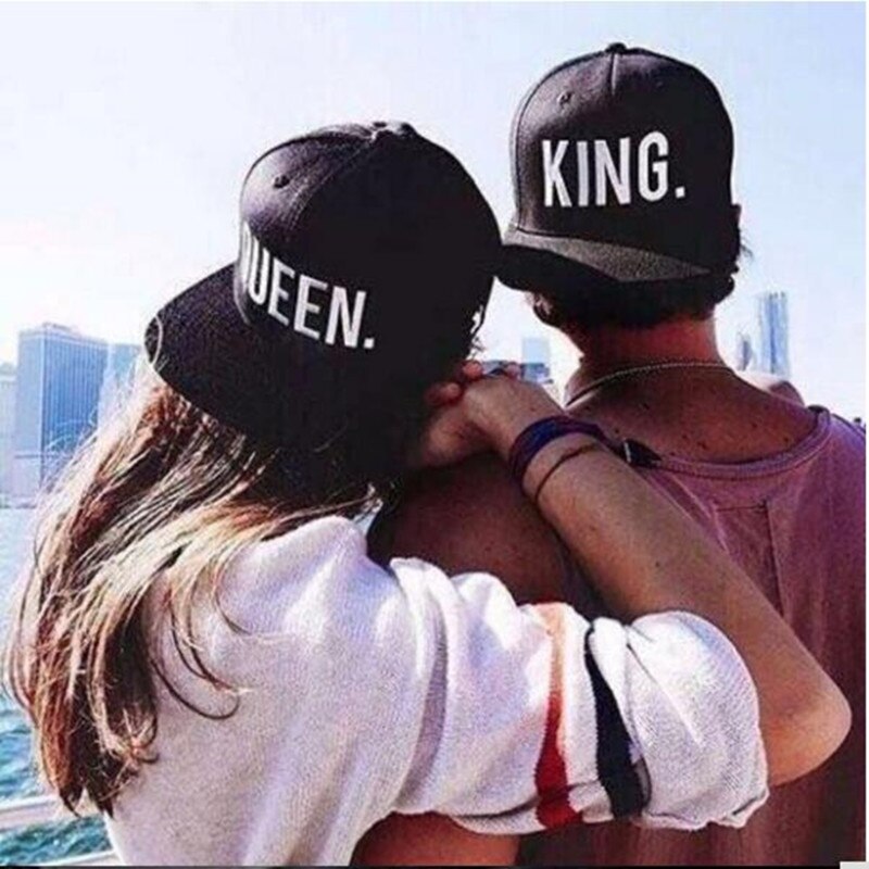 1 stück KÖNIG KÖNIGIN Bestickt Hysterese Kappen Liebhaber Männer Frauen Baseball Kappe Schwarz Hüfte hüpfen Deckel Snapback hüte, chapeau knochen masculino