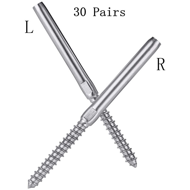 Gesenk Verzögerung Schrauben Verknüpfungen & Rechts für 1/8 Zoll Kabel Geländer, 316 Edelstahl Treppen Deck Geländer Holz Post Baluster System 30 P