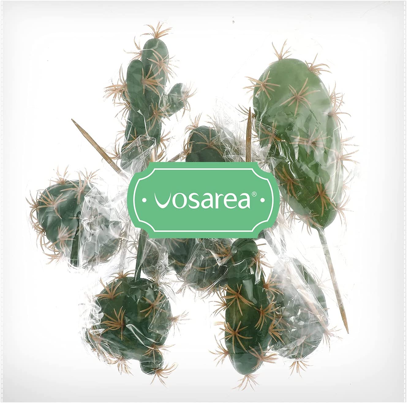 8pcs Artificial Cactus Faux Succulent Pick Simulated Cactus Plants Arrangement Green Plant Material for Home Office Decoration