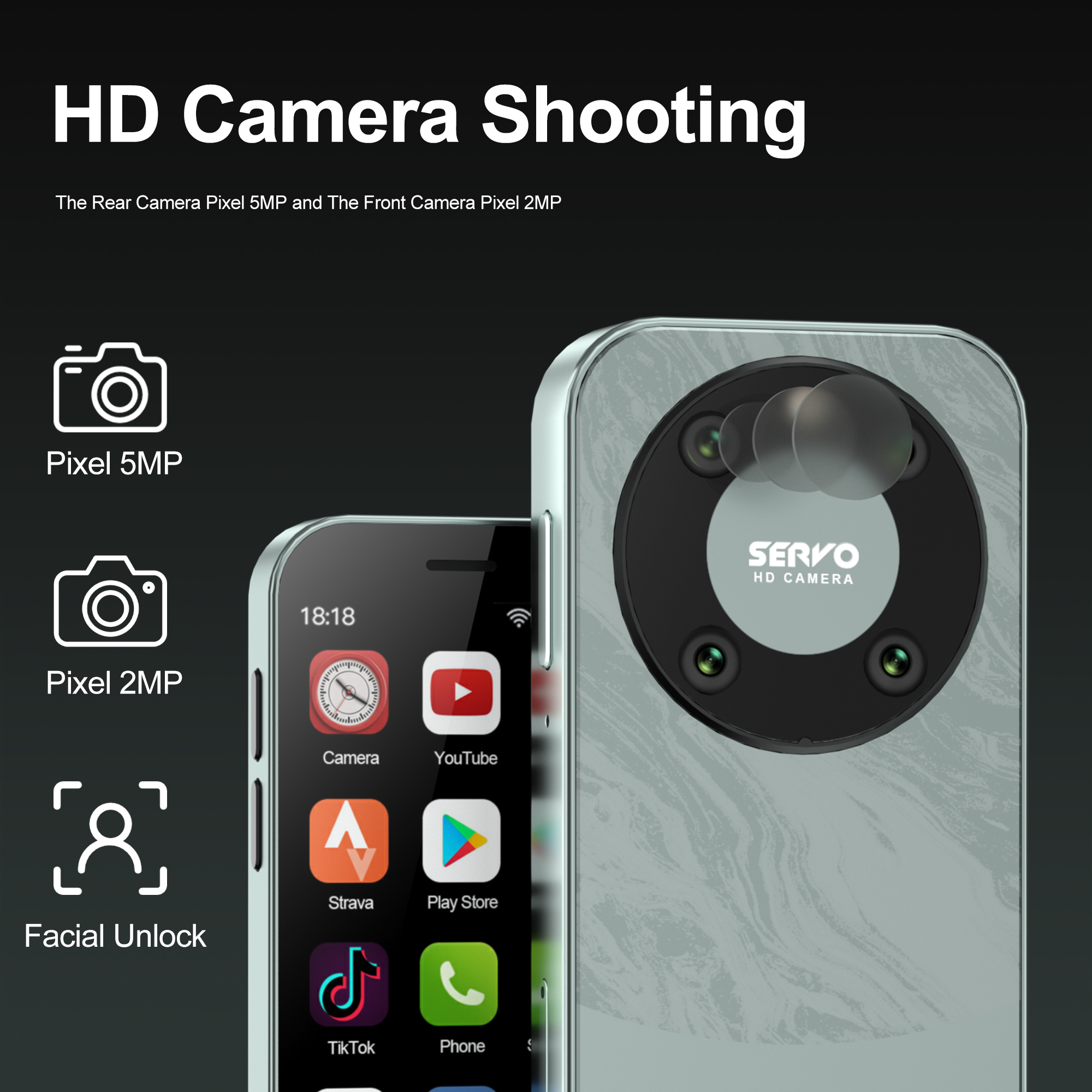 Servo king 9000 3.0 "display hd pequeno smartphone android 10.0 rede 4g lte 2gb + 16gb 2000mah reconhecimento facial mini telefone móvel