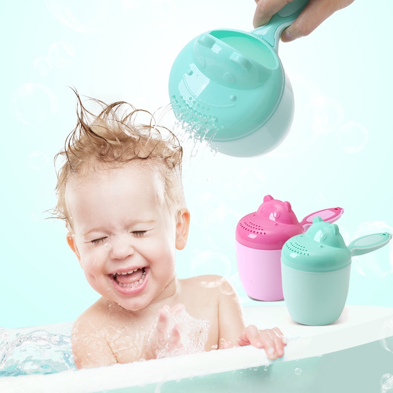 Baby badekar kop toddle shampoo kop tegneserie flodhest børn badeværelset bailer spædbarn bruser ske barn vaske hår kop børn badeværktøj