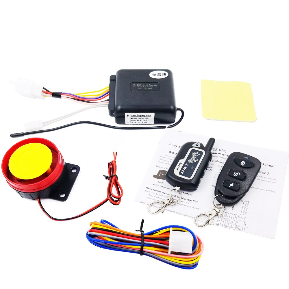 OLOEY Two Way Motorcycle Alarm Anti-theft Security System Scooter Moto 2 Way Alarm Remote Control Engine Start Theft Protection: 1way and 2way Remote