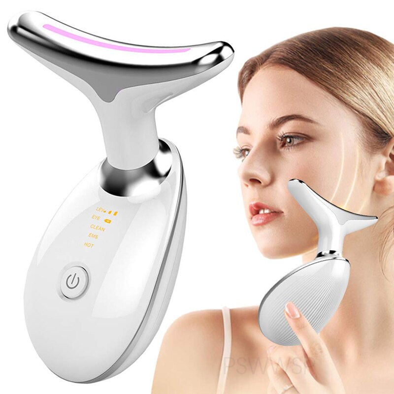 Hals Gezicht Schoonheid Apparaat 3 Kleur Led Photon Therapie Huid Draai Verminder Dubbele Kin Anti Rimpel Verwijderen Hals Lift Huid care Tools