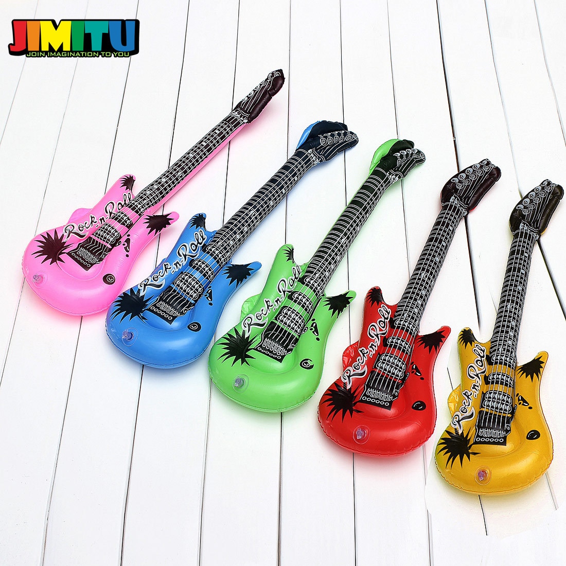 JIMITU Lustige Zufällige Farbe Aufblasbare Rolle Saxophon Gitarre Spielzeug Phantasie Blow Up Kinder Partei Aufblasbare Rock Band Spielzeug