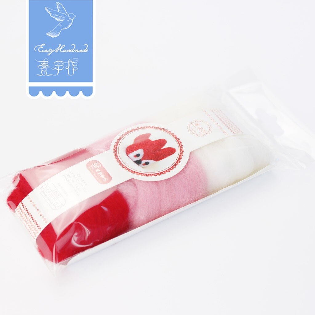 Easyhandmade Basic Color Wool Felt Poke DIY Package Needle Felting Kit Diy Craft Kits for Adults Kids Assembly: Red