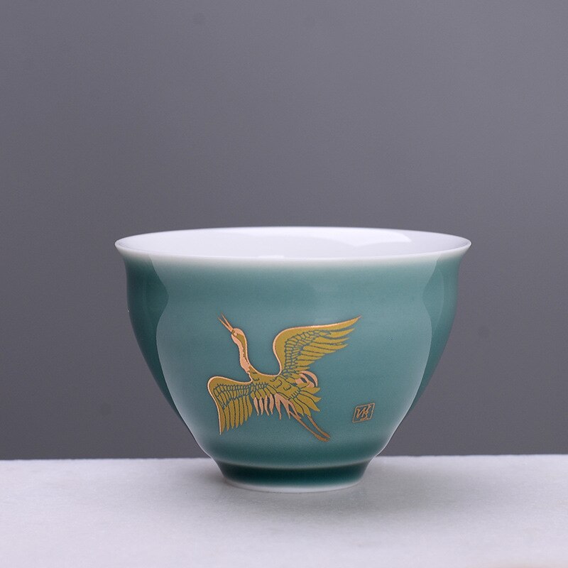 Celadon Tea Cup Single Cup Ji Blue Glaze Master Cup Ceramic Small Cup Customization: Light Yellow