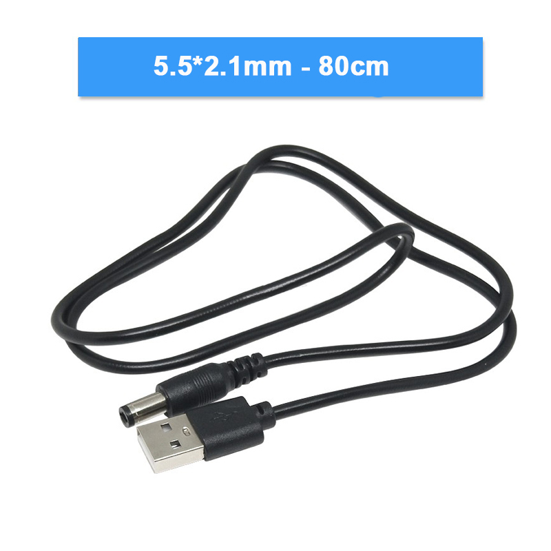 USB naar DC oplaadkabel 5,5*2,1mm / 5,5*2,5 koperen kern voedingskabel DC005 conversiekabel 5V DC oplaadkabel: Zilver
