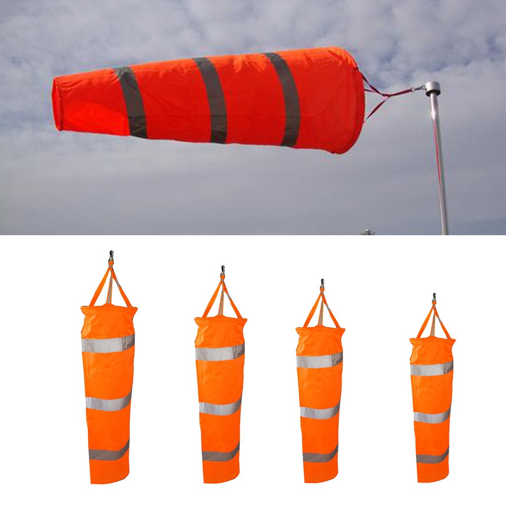Airport Windsock Wind Cone 60,80,100,150cm Outside Wind Sock w/ Reflective Belts
