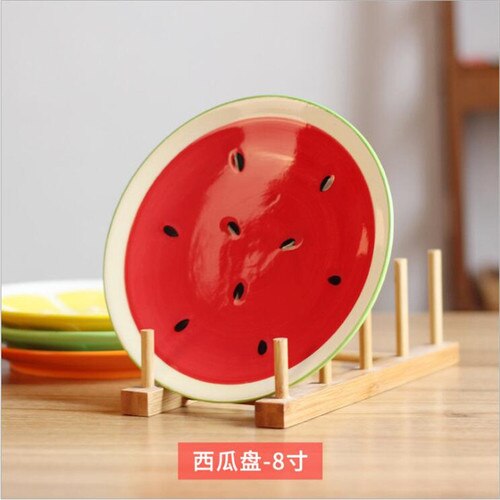 Household ceramic plate fruit plate 8 inch watermelon plate Japanese steak dessert breakfast plate tableware LB52003: 1