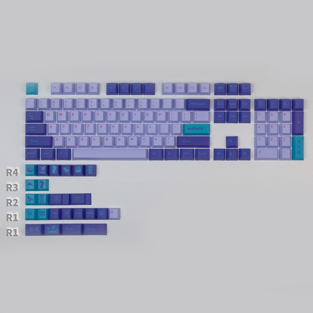 Mechanische Toetsenbord Keycaps Cafe Gmk Keycaps Cherry Profiel Key Caps 140 Toetsen-Set Keycap Met 2U 1.75U Shift GK61 GK64 980: Steam Wave Keycaps