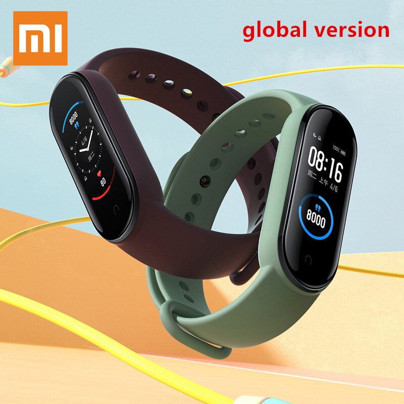 Xiaomi banda 5 versão global pulseira inteligente tela de toque miband 5 pulseira esporte rastreador de fitness monitor de freqüência cardíaca