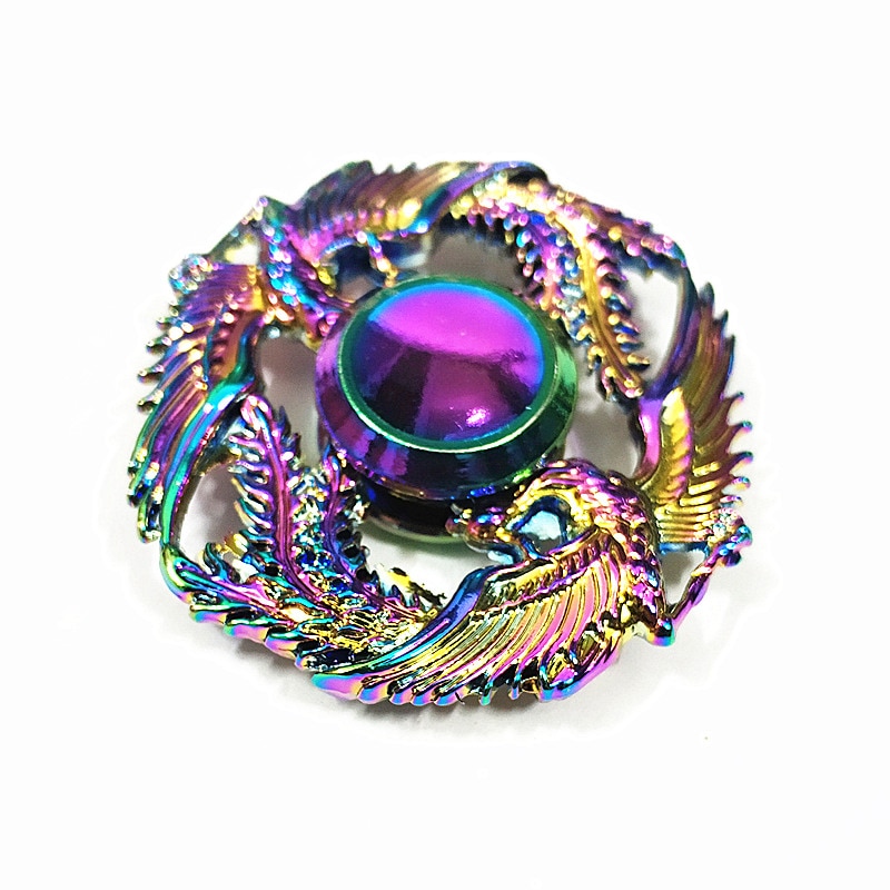 Two phoenix Fidget Spinner Metal Rainbow Dragon Hand Finger Spinners Autism ADHD Focus Anxiety Relief Stress