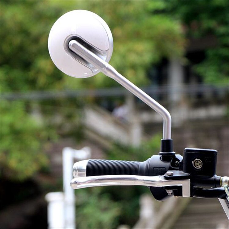 1 paar wit ronde motorfiets spiegel 10 MM 8 MM schroef motor side spiegels moto backup spiegels univeral scooter achteruitkijkspiegel spiegel