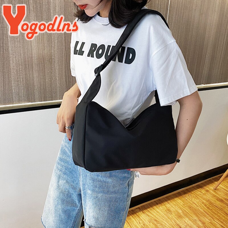 Yogodlns vintage nylon yksivärinen käsilaukku rento olkalaukku yksinkertainen olkalaukku naisen kainalokassi kukkaro