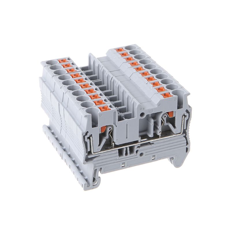 10pcs/set PT 2.5 Push-In Din Rail Mounted Terminal Blocks Spring Screwless Feed Through Electrical Components And Parts