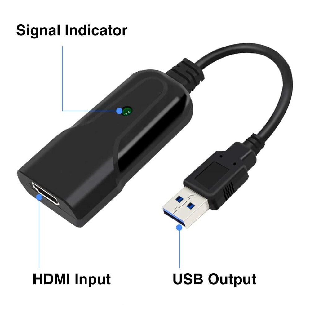 Tarjeta de captura de vídeo HDMI a 2,0 USB UVC HD, 1080P para grabadora DVD para grabar juegos en tiempo real