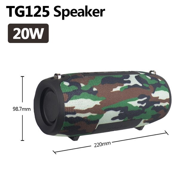 Echt 20W Bluetooth Speaker Draagbare Kolom Computer Muziekspeler Sound System Boom Box Met Fm Radio Aux Tf Subwoofer tg 125: 20W TG125 Camouflage