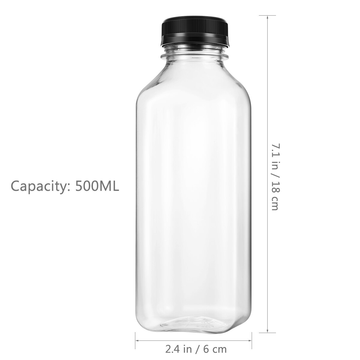 UKCOCO 4PCS PET Plastic Empty Storage Containers Bottles with Lids Caps Beverage Drink Bottle Bottle Jar (Black Caps)