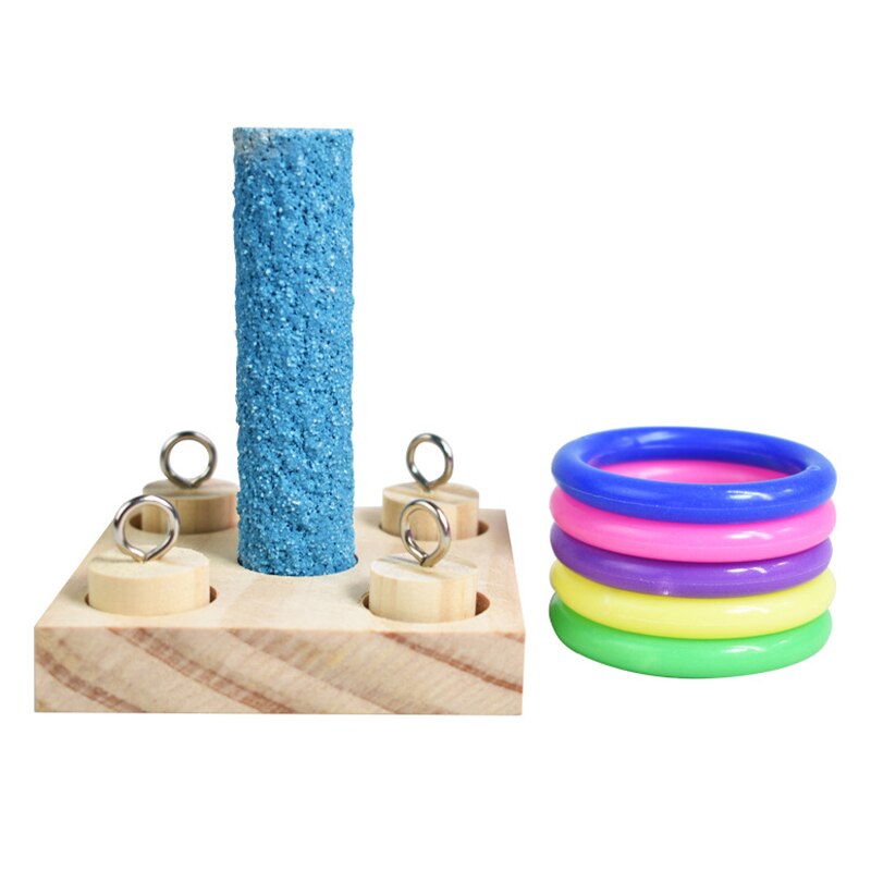 Drewniane zabawki dla ptaków zabawki dla papug zwierzęta edukacyjne zabawki dla papug interaktywne szkolenia zabawki z klocków platforma plastikowy pierścień artykuły dla ptaków: rodzaj B