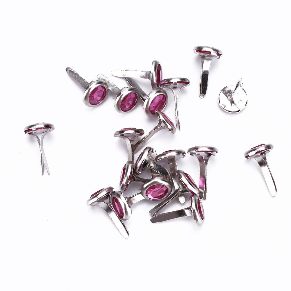 DIY 20 sztuk metal mini okrągły kryształ górski ćwieki nity mocujące rzemiosło dekoracji: różowy