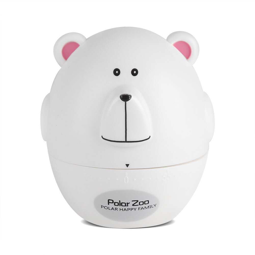 Kitchen Timer Cartoon Cows Bear Kitchen Reminders Timer Mechanical Countdown 55 Minutes Convenient Cooking Supplies Accessories: white Bear