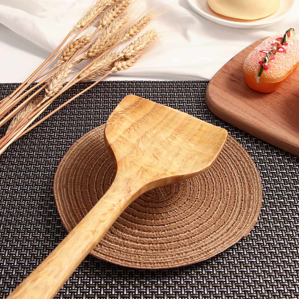 De Madera de cocina de arroz espátula de utensilios de cocina no, palo, mano Wok pala