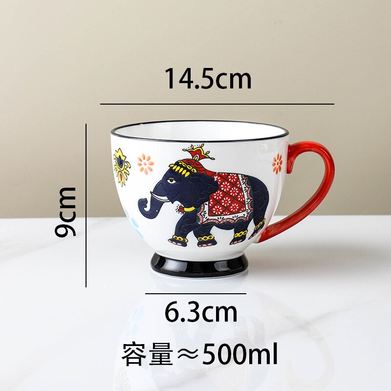 American Product Heavy Color Hand-painted Ceramic Breakfast Cup Home Large-capacity Mug Coffee Oatmeal Cup: 2