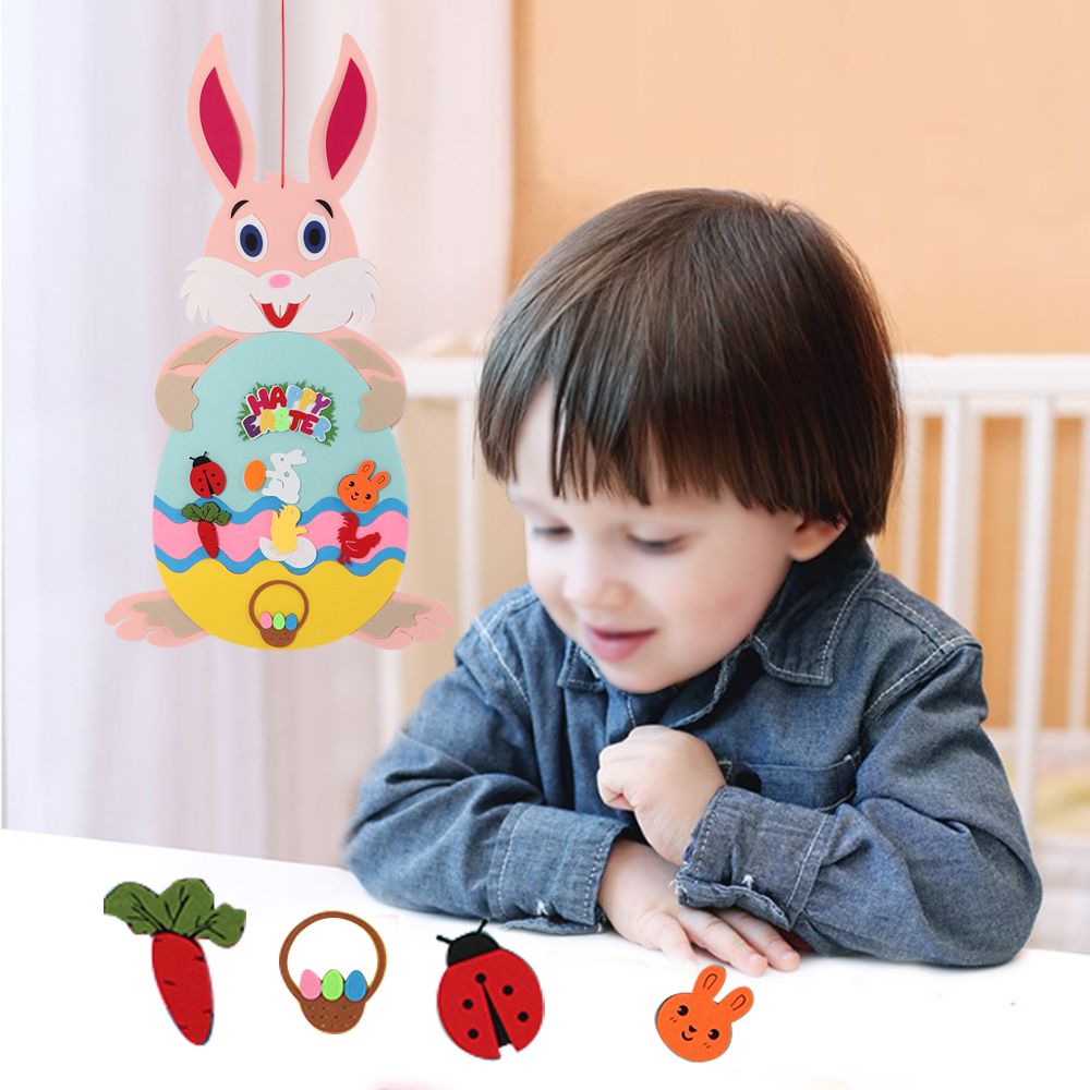 DIY Craft Felt Bunny Chick Home Decoration Happy Easter Wall Hanging Easter Ornament Easter Rabbit