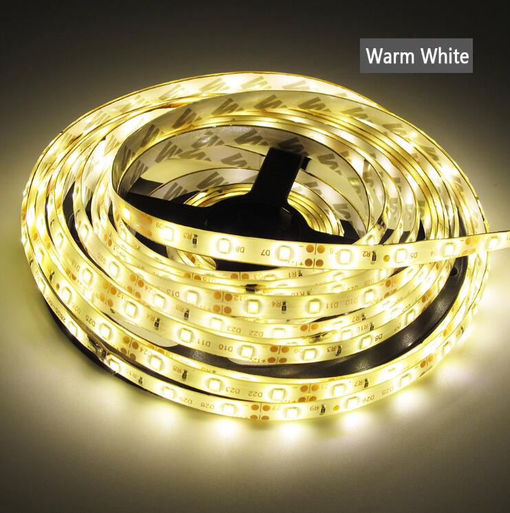 2835 12V 5M Rgb Led Strip Lights Tape Christmas Festoon Indoor Lighting For TV Home Living room Bedroom Decor Backlight Lamp: Warm White / 6-10W