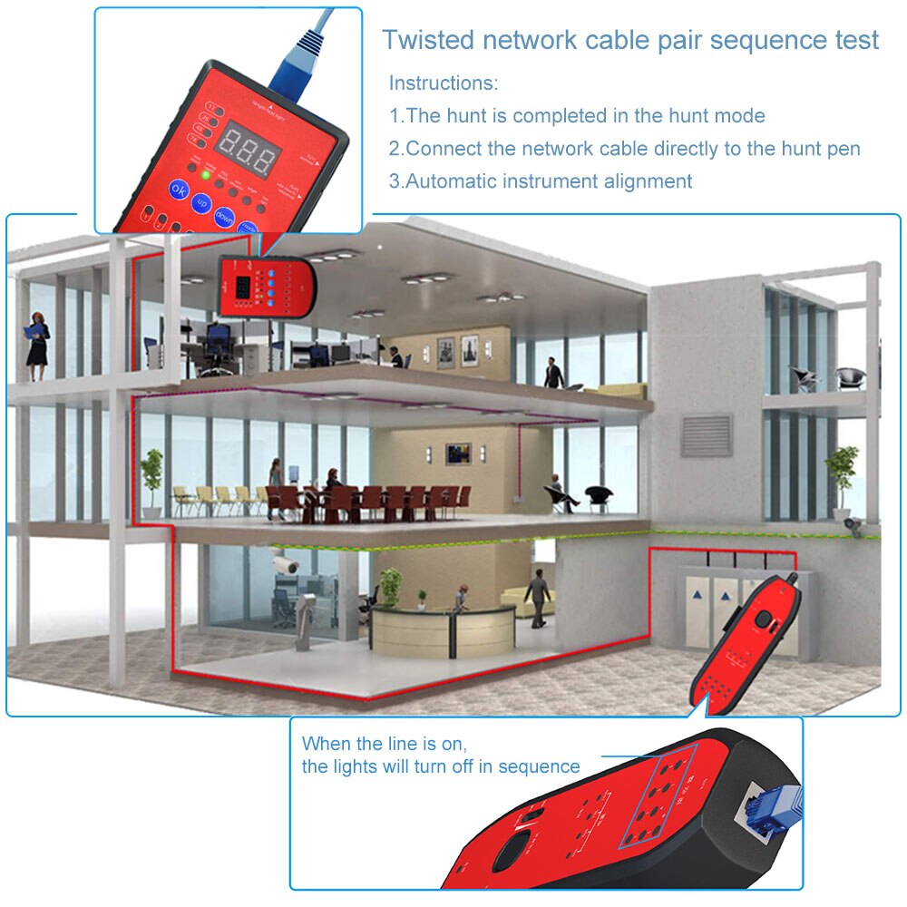 Network Cable Tester Cable Tracker RJ45 RJ11 Wire Tracker Telephone Wire Tracker Tracer Line Finder Multi-function Tracking line