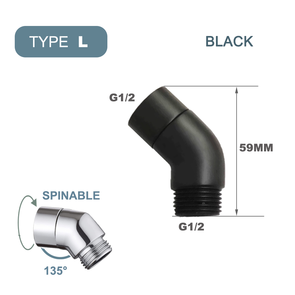 G1/2 Elbow Adapter Shower Head Female and Male Thread Rainfall Shower Handheld Shower Connector Angle 90° 135° Accessory: plum