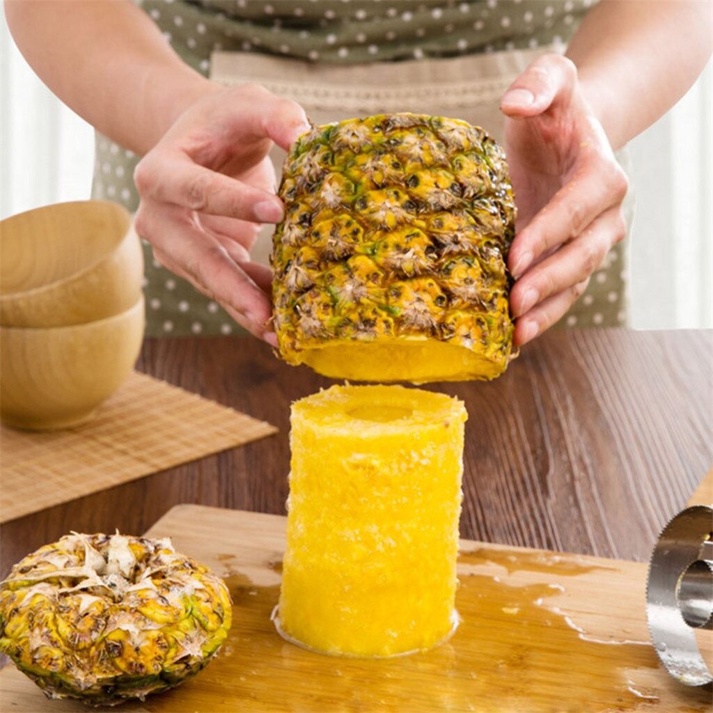 Rustfrit stål ananas udskærer køkken essentiel ring kile udskæring kerneboring skærer skræller køkken holdbare gadgets