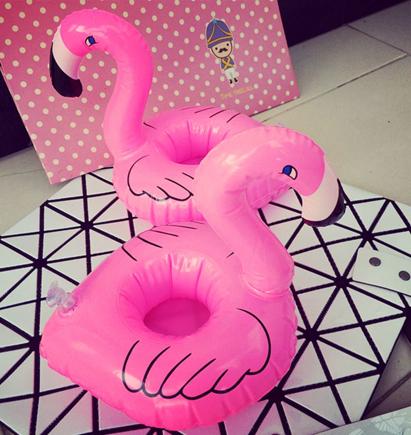 Luftmadrasser för kopp uppblåsbar flamingo dryck kopphållare pool flyter bar glasunderlägg flytande anordningar rosa