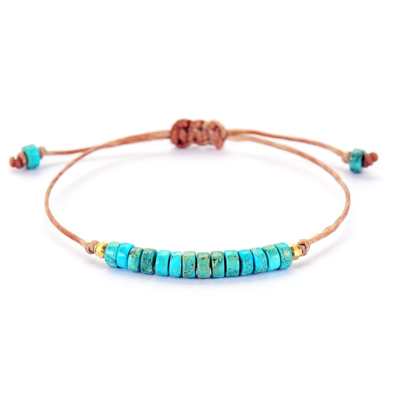 Kralen Armbanden Voor Vrouwen Natuurlijke Stenen String Vriendschap Armbanden Femme Bohemian Leuke Eenvoudige Vegan Armbanden: Turquoise